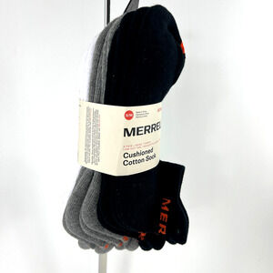 New Merrell Men Cushioned Low Cut Tab Socks 6 Pairs Breathable Black Gray White